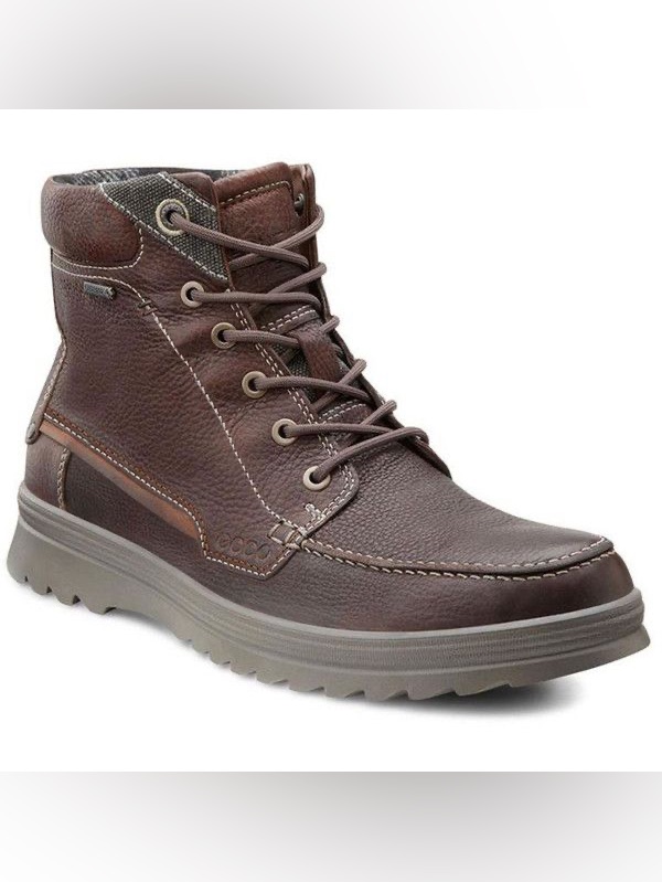 Ecco Men's Darren Gore-Tex Moc Toe Leather Boots Size 43 In Brown